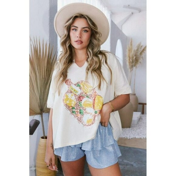 Center Stage Sparkly Tiered Shorts in Cloud Blue - Picture 8 of 10